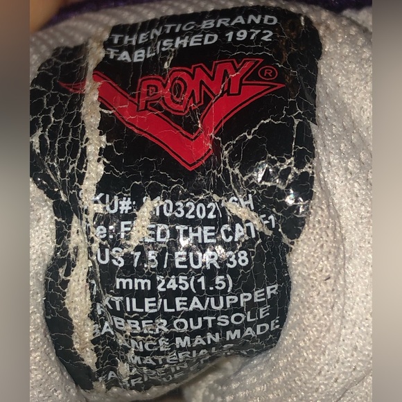 Pony Purple Velvet Sneakers. Size 7.5 - Picture 9 of 12